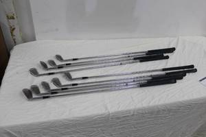lot 18 image: Lot of (9) Ben Hogan Power Thrust Golf Clubs - 2 Iron, 3 Iron, 4 Iron, 5 Iron, 6 Iron, 7 Iron, 8 Iron, 9 Iron, Equalizer