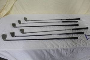 lot 19 image: Lot of (6) Golf Clubs - Callaway Big Bertha 4 Iron, Callaway Big Bertha 5 Iron, Ping 6 Iron, Ping 7 Iron, Callaway 8 Iron, Callaway Big Bertha 9 Iron