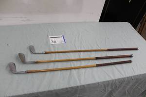 lot 26 image: Lot of (3) Vintage Greenview Wood Shafted Golf Irons - 2, 5, 6