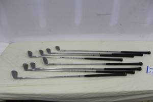lot 25 image: Lot of (8) Kenneth Smith Hand Made Golf Clubs - 2 Iron, 3 Iron, 4 Iron, 5 Iron, 6 Iron, 7 Iron, 8 Iron, 9 Iron, Equalizer