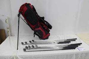 lot 31 image: Lot of (9) Golf Clubs - Z-Model Pro Pride 3 Iron, 4 Iron, 5 Iron, 6 Iron, 8 Iron, 9 Iron, Sand Wedge, Wedge, Ping 7 Iron, TaylorMade Golf Club Bag