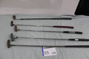 lot 55 image: Lot of (5) Golf Putters - Northwestern Tom Weiskopf 309, Spalding Executive I, Spalding Cash-In