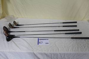 lot 67 image: Lot of (5) Golf Woods - Driver, MacGregor 1 Wood, MacGregor 3 Wood (x3)