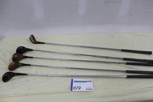 lot 69 image: Lot of (5) Golf Woods - MacGregor 1 Wood, Persimmon 3 Wood, MacGregor 4 Wood, Strata Bloc 5 Wood, Ping 5 Wood