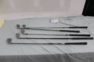 lot 89 image: Lot of (5) Golf Irons - Callaway Big Bertha 4, Titleist 5, King 3400I 6, Miscela 8, Taylor Made 200 9