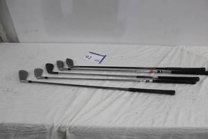 lot 92 image: Lot of (5) Golf Irons - Taylor Made T7 4, Callaway Hot 64 6, Nike Sumo 6, Ping i-3 9, Adams Golf Idea 9