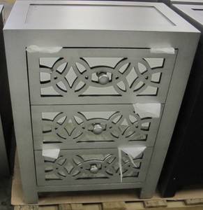 lot 72 image: River of Goods Contemporary Glam Slam 3 Drawer Cabinet, 25.75 Medium, Pewter