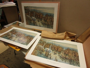SPRING SONG-TRUMPETER SWANS BULK  LTD. PRINTS, SIGNED, NUMBERED, WAYNE MEINEKE 501-600800, MORE