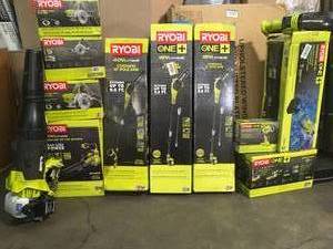 lot 10 image: ASSORTED PALLET WITH RYOBI POWER TOOLS SEE PICS