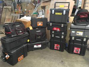 lot 14 image: ASSORTED PALLET WITH MIXED TOOL BAGSBOXES SEE PICS