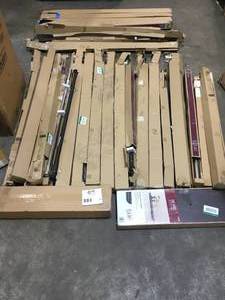 lot 23 image: ASSORTED BOXES WITH DRAPERY RODS SEE PICS