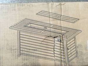lot 27 image: LEGACY HEATING 56 in. x 21 in. Rectangular Fire Pit Table With Stainless Steel Burner in Mocha