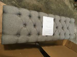 lot 35 image: MODWAY  Hover Image to Zoom Province Light Gray French Vintage Upholstered Fabric Bench SEE PICS