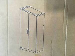 lot 38 image: HODEDAH 2-Door Cherry Armoire with Shelves SEE PICS