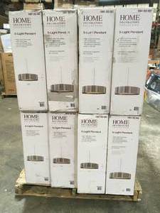 lot 43 image: 16 CASES WITH HOEM DECORATORS COLLECTION 5-LIGHT PENDANT SEE PICS