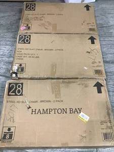 lot 6 image: Pallet with 3 HAMPTON BAY OUTDOOR DINING CHAIRS (2 PACK- TOTAL OF 6 CHAIRS) SEE PICS