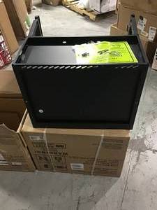 lot 19 image: 2 HUSKY Welded 24 in. W x 18 in. H x 12 in. D 24-Gauge Wall Mounted Steel Garage Cabinet in Black SEE PICS