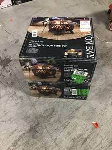 lot 21 image: 2 HAMPTON BAY Piedmont 30 in. Steel Fire Pit in Black with Poker SEE PICS