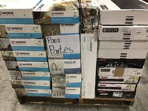 lot 28 image: Pallet with assorted branded faucets for parts