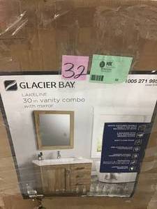 lot 32 image: GLACIER BAY LAKELINE 30IN VANITY COMBO WITH MIRROR SEE PICS