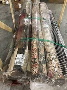 lot 34 image: PALLET WITH ASSORTED RUGS SEE PICS
