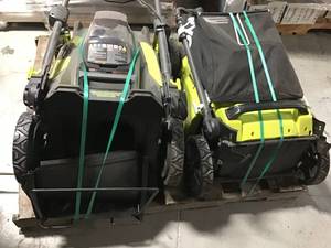 lot 41 image: PALLET WITH 2 RYOBI MOWERS SEE PICS