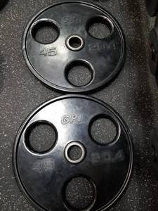 lot 59 image: Lot of (2) GPI Free Weights 45lb.