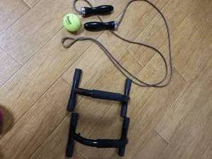 lot 115 image: Lot of (4) Jump Rope, Push-Up Bars - Paralettes (x2), Tennis Ball