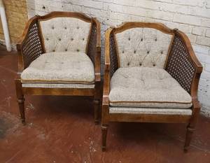 lot 121 image: Taupe Set of Cane Armchairs