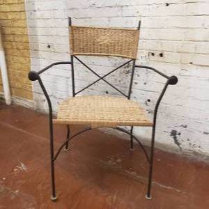 lot 122 image: Wrought Iron Woven Porch Chair