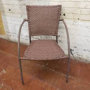 lot 123 image: Iron Framed Woven Porch Chair