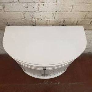lot 125 image: Elegant White Half Round Cabinet