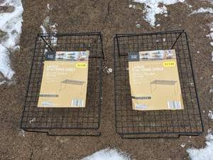 lot 258 image: (2) Metal Wire Stacking Storage Shelves
