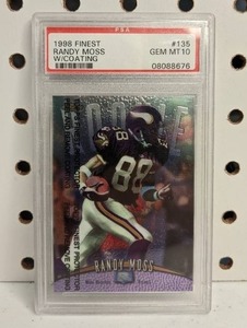 lot 2 image: 1998 Finest Randy Moss Graded PSA Gem Mint 10 Rookie Card