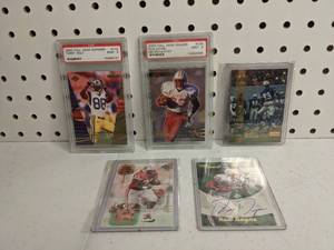 lot 156 image: (5) Football Cards - Torry Holt, Ron Dayne, Isaac Bruce