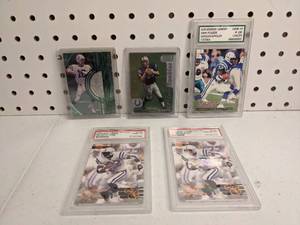 lot 145 image: (5) Football Cards Peyton Manning Rookie and Edgerrin James