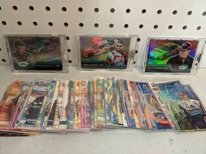 lot 205 image: (3) Nascar Rainbow Prizm Cards in Cases & Assorted Others