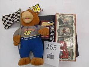 lot 265 image: Assorted Racing Trading Cards & Jimmie Johnson Stuffed Bear