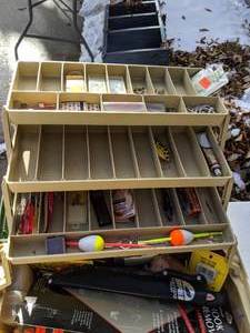 lot 115 image: Generously Stocked Tackle Box