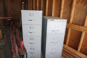 2 Grey Metal File Cabinets