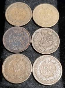 6 INDIAN HEAD CENTS 1894 1895 1896 1897 1898 1899