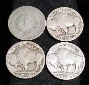 4 US NICKELS 1902 LIBERTY 1917 1934-D 1935 BUFFALO