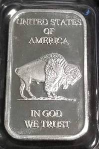 1 TROY OZ. .999 FINE SILVER BAR INDIAN BUFFALO DESIGN SEALED