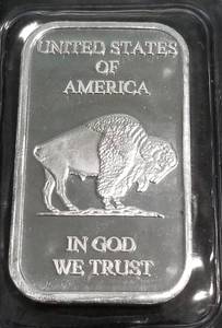 1 TROY OZ. .999 FINE SILVER BAR INDIAN BUFFALO DESIGN SEALED