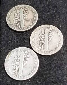 3 MERCURY DIMES 1920-D 1920-D 1934-D