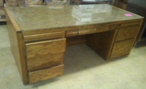 lot 15 image: Oak desk and matching Credenza. Excellent.