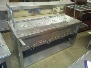 lot 19 image: 4 place Food warmer. Stainless Steel - Gas by Duke Manufacturing, Aerohot.