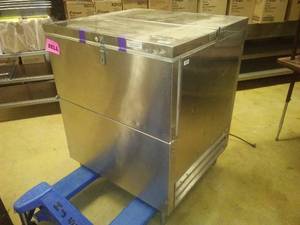 lot 23 image: Deep refrigerator or freezer. Stainless Steel.  Big Beer Cooler