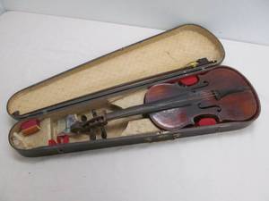 Antique violin, wood case
