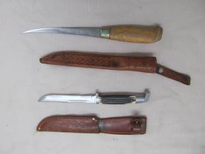 Knife with leather case, filet knife